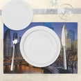 thumbnail image 3 of Ambesonne Landscape Place Mats Set of 4, Chicago River Scenery, Standard Size, Multicolor, 3 of 6
