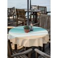 thumbnail image 6 of Outdoor Tablecloth with Umbrella Hole, Turquoise Spillproof Waterproof Outdoor Table Cover, Ocean Wave Stripes Modern Abstract Beach Patio Tablecloths for Party/Garden/Picnic, Round 54 inch, 6 of 9
