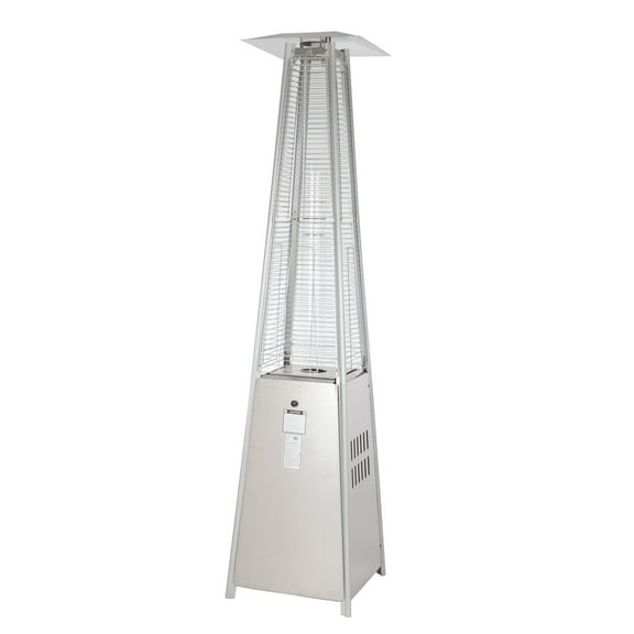 Fire Sense Pyramid Flame Patio Heater 40,000 BTU Outdoor Propane Heater Tower with Wheels - Stainless Steel