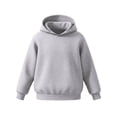 thumbnail image 4 of Tdoqot Girls Cotton Hoodie- Long Sleeve Loose Fit Casual Stretch Basic Pullover Sweatshirt Gray Size4-12, 4 of 8