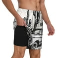 thumbnail image 2 of Balery Vintage Cactus Pickup Mens Swim Trunks Swim Shorts for Men Quick Dry Inseam Beach Shorts with Compression Liner Pocket-Medium, 2 of 9