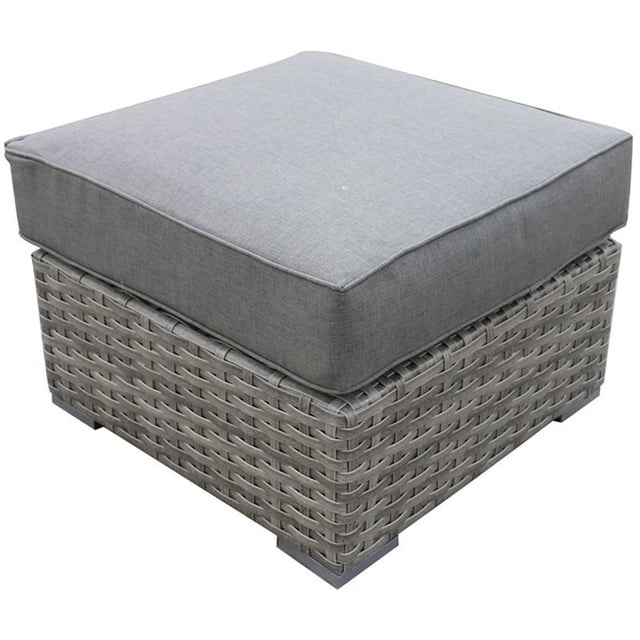 Bali Silver/Gray Two-Tone Wicker Ottoman in Charcoal Gray Cushion