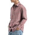 thumbnail image 5 of FGVCTG Mens Plaid Shirts Casual Classic Long Sleeve Collar Button Down Shirts Daily Outdoor Casual Shirt Deep Red 3XL, 5 of 7