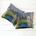 thumbnail image 2 of Ambesonne Scenery Throw Pillow Cover 2 Pack, Tokyo Skyline Japanese, 24", Green Navy, 2 of 6