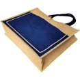 thumbnail image 6 of Vintage Style Jute with Cotton Pocket Reusable Large Tote Grocery Shopping Bag - Navy, 6 of 7