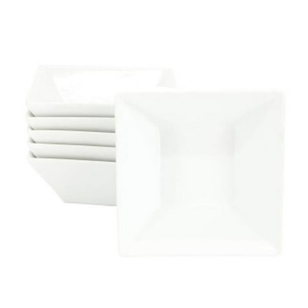 Our Table 133037.01 26 oz Simply Fine Ceramic Square Soup Bowl Set, White - 6 Piece