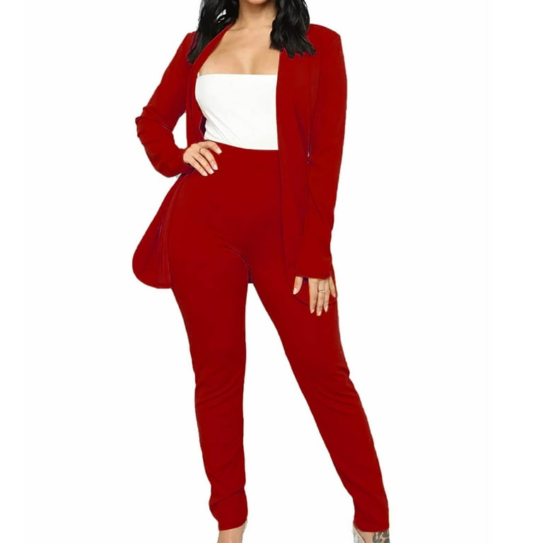 Women's Sexy Business Suit for Women Long Sleeve Drawstring Blazer with  Pants Sets Casual Elegant Office 2 Piece Outfits, Red, Medium : :  Everything Else