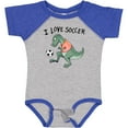 thumbnail image 3 of Inktastic I Love Soccer-Dinosaur in Orange Boys or Girls Baby Bodysuit, 3 of 5