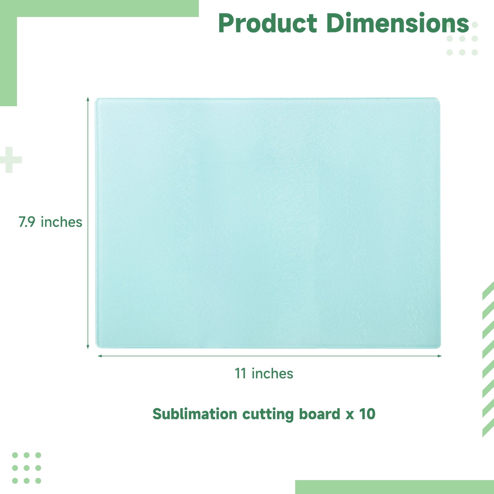 10 PCS Sublimation Glass Cutting Boards, Blank DIY Cutting Boards for Kitchen, Textured Sublimation Tempered Glass Cutting Boards, Anti Slip Heat Resistant Cutting Boards