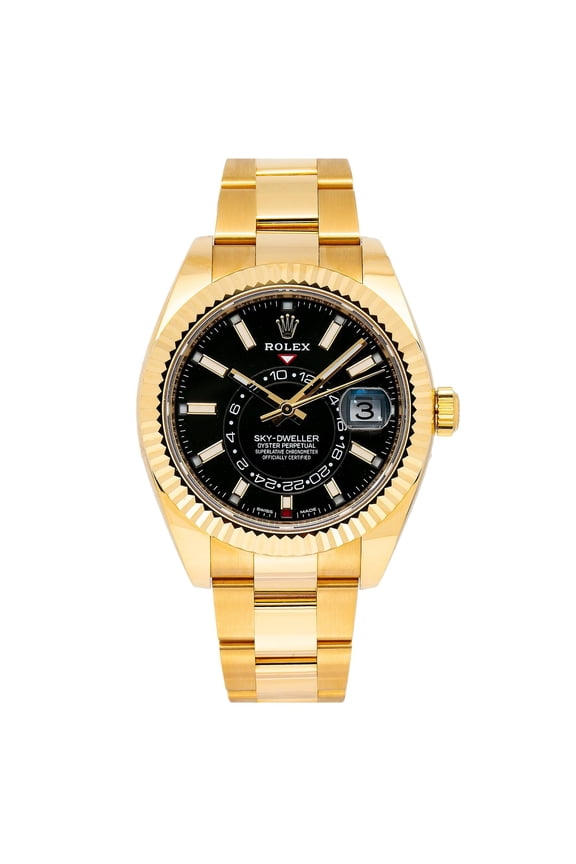Pre-Owned Rolex Sky-Dweller 326938 42MM Black Dial With Yellow Gold Bracelet