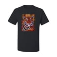 thumbnail image 2 of Wild Bobby, Colorful Painted Tiger, Animal Lover, Men Graphic Tees, Black, Small, 2 of 3
