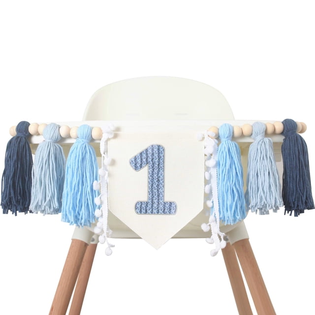 Trona con estampado KOJIN Blue Tassel para niño en su primer cumpleaños