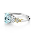 thumbnail image 3 of Gem Stone King 925 Silver and 10K Yellow Gold 3-Stone Ring Topaz Moissanite (2.50 Cttw), 3 of 3