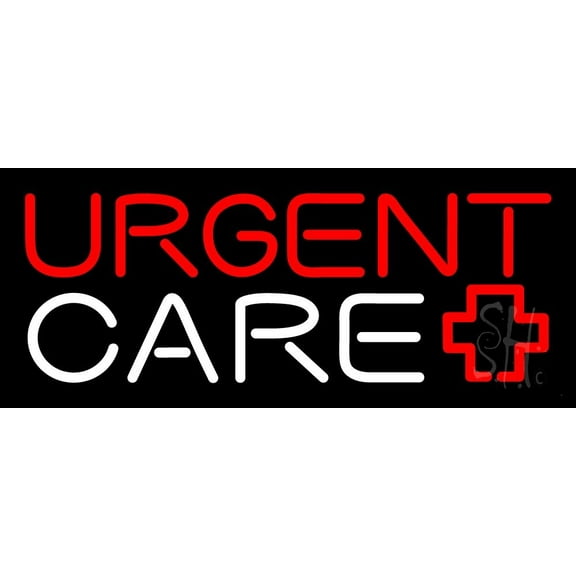 Red Urgent Care Plus Logo 1 LED Neon Sign 10 x 24 - inches, Black Square Cut Acrylic Backing, with Dimmer - Bright and Premium built indoor LED Neon Sign for Defence Force.