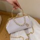 thumbnail image 1 of Bolso de hombro Femmes Chic Sac à Main Clip Bouche Cartable Sac Loisirs Fête Sac Quotidien (Blanc), 1 of 8