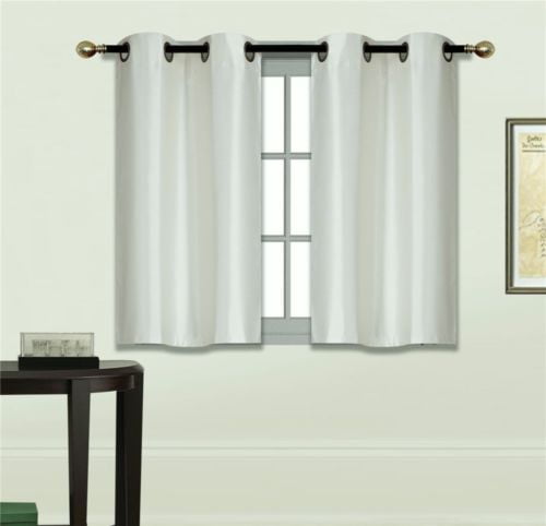 1 PAIR of Kitchen Grommet Silk Semi-Sheer Short Tier Curtain Panels 30"x36" N25 