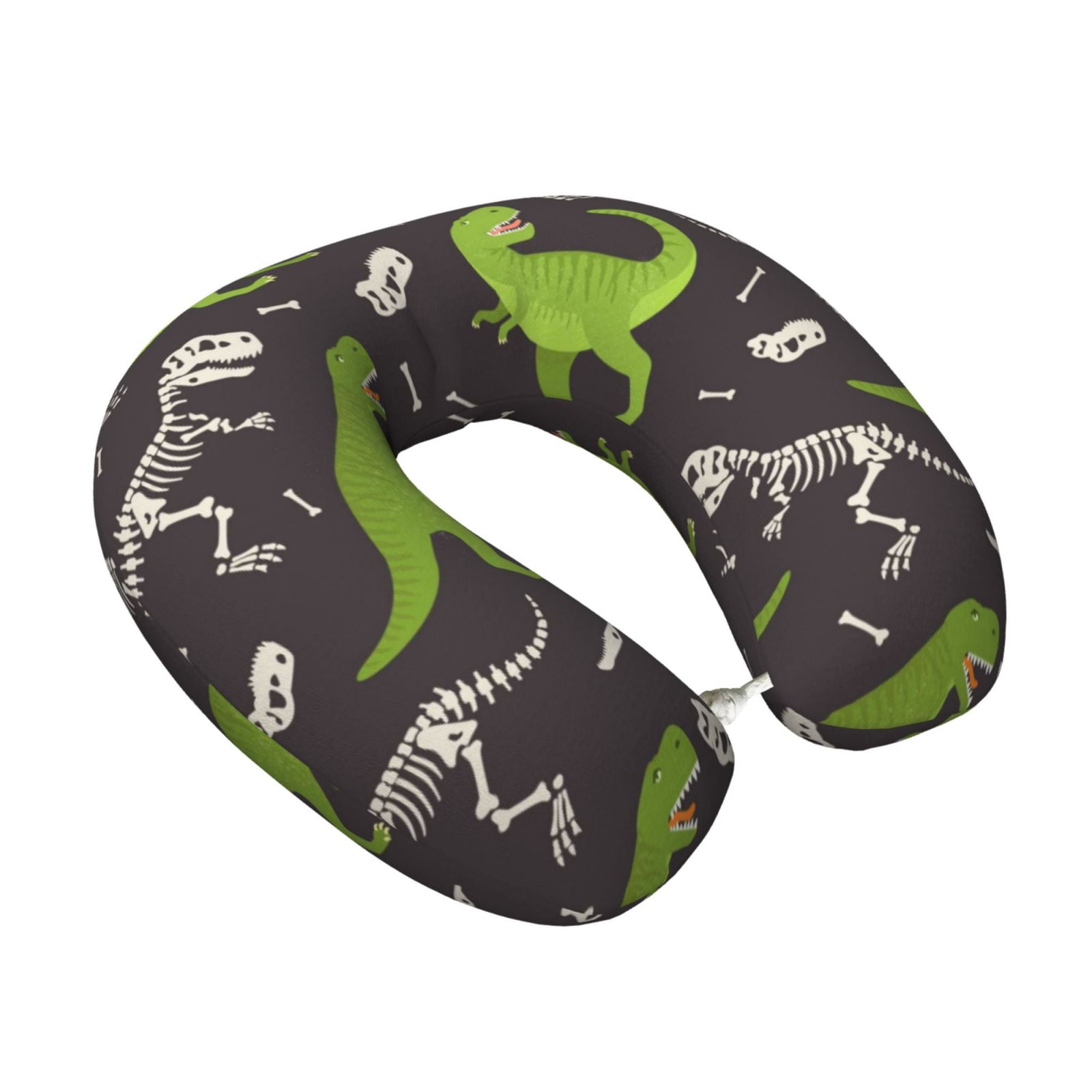 Xecao Dinosaur Skeleton Print Memory Foam Cervical Neck Pillow Versatile U-Shaped Pillows for Home,Office,Camping,Travelling,Soft Washable Cover