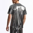 thumbnail image 3 of Plebaso Mens Shiny T Shirts V Neck Short Sleeve Stylish T-Shirts Dance Wear Tee Tops for Nightclub Party, 3 of 7