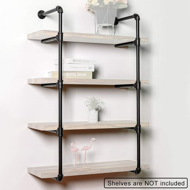 8 12 Deep 2 4 Tier Industrial Vintage Iron Pipe Shelving Wall Ceiling Mounted Without Shelf Wall Mounted Rustic Retro Floating Shelves For Home Office Kitchen Bar Walmart Com Walmart Com