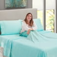 thumbnail image 6 of Clara Clark California King Size Bed Sheets Set - Deep Pocket 4 Piece - 1800 Hotel Luxury Soft Double Brushed Microfiber, Aqua Blue, 6 of 7