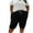 Black-shorts, variant on Women's Plus Size Knee Length Shorts, Faux Cotton Linen Cuffed Hem Shorts, Drawstring Fashion Summer Sports Bottoms L-5XL