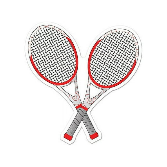 Party Central Club Pack of 12 Red and White Tennis Racquet Cutouts 10"