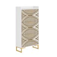 thumbnail image 4 of Hommoo 3 Tiers Flip Shoe Storage Cabinet with PVC Painted, Modern Wood Shoe Rack Storage Organizer for Home, Beige, 4 of 8