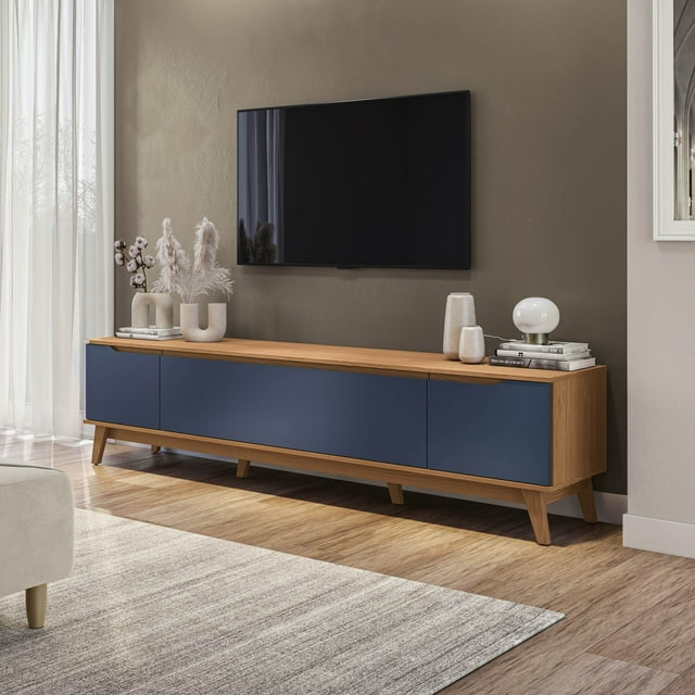 Mueble TV 85" Kappesberg 218cm con 3 Puertas Canela/Azul