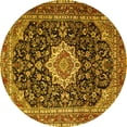 thumbnail image 1 of Ahgly Company Machine Washable Indoor Round Medallion Yellow Traditional Area Rugs, 7' Round, 1 of 4
