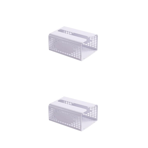 Injueey Caja de pañuelos Organizador de almacenamiento de papel impermeable Sin perforaciones Servilleta Contenedor Organización Restaurante Cocina Blanco 2piezas Injueey CBP330338