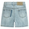 thumbnail image 4 of KIDSCOOL SPACE Baby Little Boys Summer Denim Shorts, Ripped Soft Elastic Band Inside Half Jean Pants,Light Blue,12-18 Months, 4 of 5