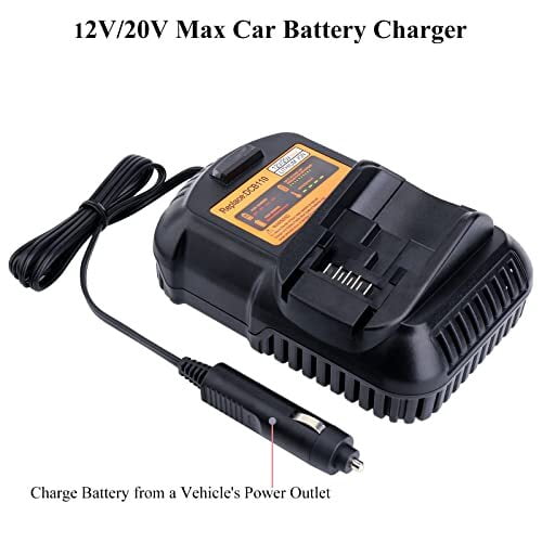 DCB119 Car Vehical Charger Replacement for Dewalt Battery Charger DCB112 DCB101 DCB115 DCB107 Compatible with 12V& 20V/60V MAX Lithium-Ion Batteries DCB206 DCB230 DCB120 DCB126 DCB606 DCB609