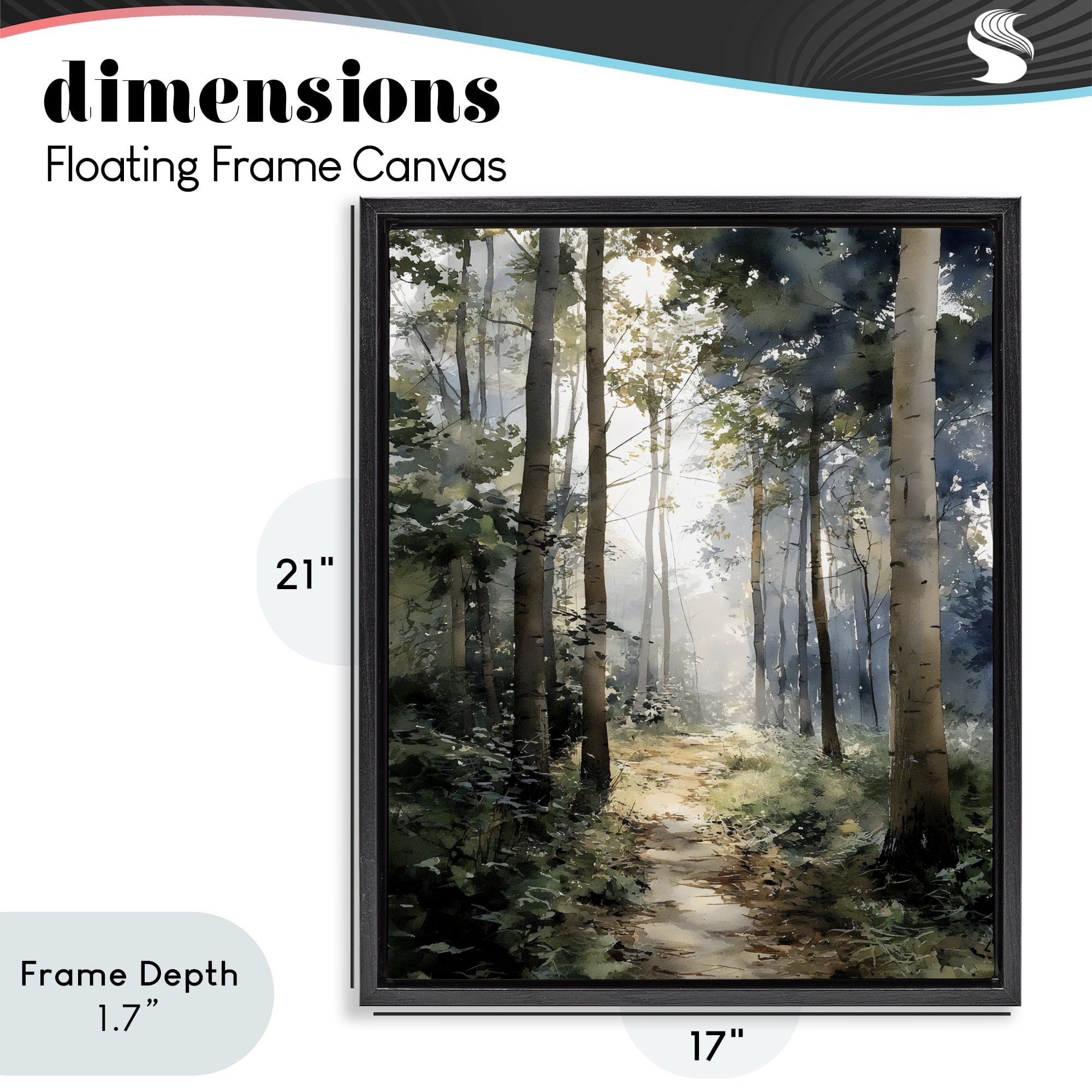 Stupell Industries Forest Path in Morning Black Framed Floater Canvas Wall Art, design by Franklyn Gregory
