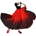 thumbnail image 3 of Two Tone Colors Long Circle Satin Maxi Flowy Swing Dance Cosplay Skirt Ladies Adult, 3 of 5