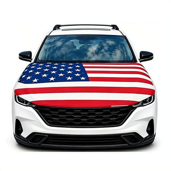 Car Hood Cover,Car Hood Cover Waterproof Automotive Accessories,Patriotic Flag Hoods Covers for Independence Day Memorial Day
