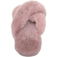 thumbnail image 3 of Womens Genuine Thick Sheepskin Open Back Peep Toe Cross Over Slipper Slider - Pink/Mink - US 8, 3 of 7