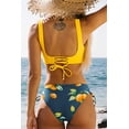 thumbnail image 3 of Conjunto de bikini con fruncido y torcedura para mujer, conjunto de bikini con cordones y estampado floral, traje de baño de 2 piezas, L JM, 3 of 5