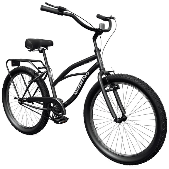 Marknig 24" Cruiser Bike, 1-Speed Beach & City Cruiser Bicycle for Adult Women and Men with Rear Rack, Black