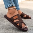thumbnail image 3 of Womens Slides Sandals Minimal Water Friendly Flip Flops Summer Casual Lightweight Slippers for Beach Vacation Pool Daily Wear Brown Size 8, 3 of 6