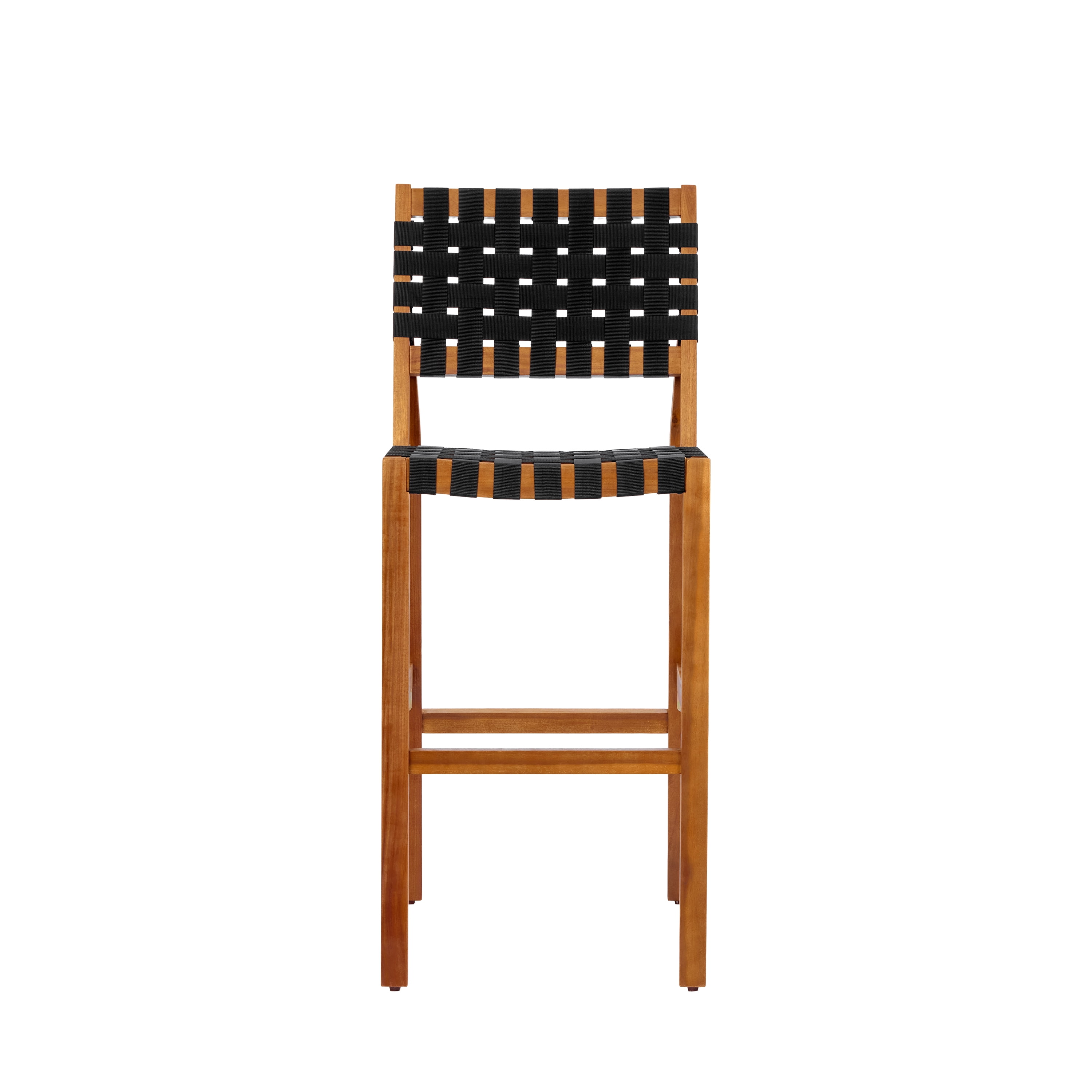 30.5 Inch Seat Height Outdoor Acacia Solid Wood Patio Side Chair, Black Pe Woven Rope, Breathable and Comfortable,Indoor & Outdoor Use (Set of 2)