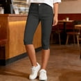 thumbnail image 4 of cfhntfmh Women Side Slit Capri Pants Stretchy Slim Fit Yoga Capris Casual Athletic Running Pants Work Clothes, 4 of 7