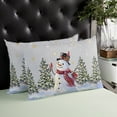 thumbnail image 4 of Winter Grey Christmas Throw Pillow Cover,Xmas Snowman Pine Trees Snowflake Rectangle Decorative Pillow Case Protector Soft Cushion Cover Lumbar Pillowcase for Couch Sofa Bedroom Car Decor 12x20 Inch, 4 of 8