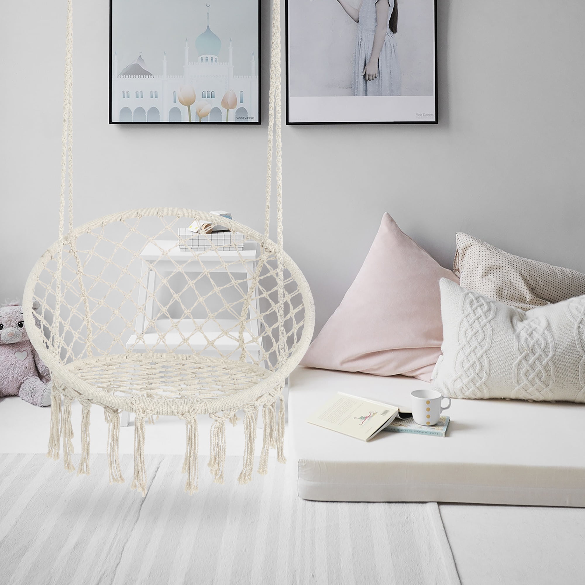 Cotton Tassels Hammock Swing Chair Hanging Bed-Bohemian Style–Outdoor/Indoor