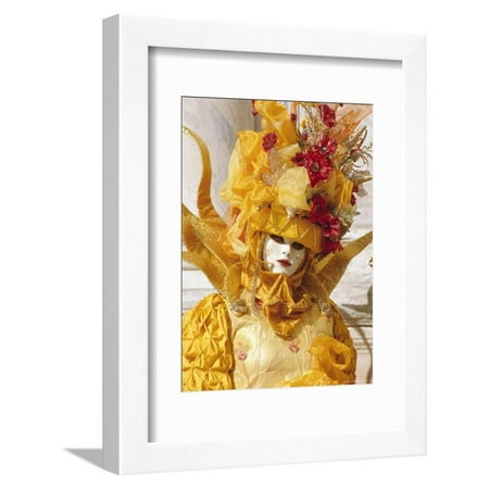 Person Wearing Masked Carnival Costume, Venice Carnival, Venice, Veneto, Italy Framed Print Wall Art By Bruno Morandi
