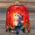 thumbnail image 3 of Women's Fashion Christmas Printed Long Sleeve Loose Round Neck Sweatshirt Top, Holiday Themed Fall Winter Wear with Comfort Fit and Soft Material for Daily Use,Red,XL, 3 of 6