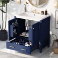 thumbnail image 2 of 30" Bathroom Vanity with Single Sink, Combo Cabinet with 2 Storage Rack Doors, Drawer with Compartments for Storing Socks and Underwear, Soft Closing, Solid Wood Frame, Blue, 2 of 9