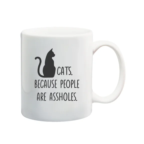 Black Cat Mug, Gift Mug 11Oz Cats Because People Are Assh0Les Cat Lover Gift