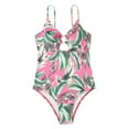 thumbnail image 2 of Gibobby Traje de baño completo mujer Traje de baño con estampado de selva tropical hueca con tirantes para mujer Traje de baño para mujer(Rosa caliente,CH), 2 of 5
