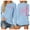 Light Blue, variant on Zhanying Canada Sweatshirt Women Letter Printed Graphic Pullover Hoodies Shirts Relaxed Fit Long Sleeve Fall Tops Sweaters 2025 Trendy Clothes
