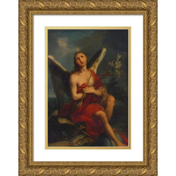 Circle Of Ignaz Stern 18x24 Gold Ornate Framed and Double Matted Museum Art Print Titled - An Angel, Possibly an Allegory of Divine Love